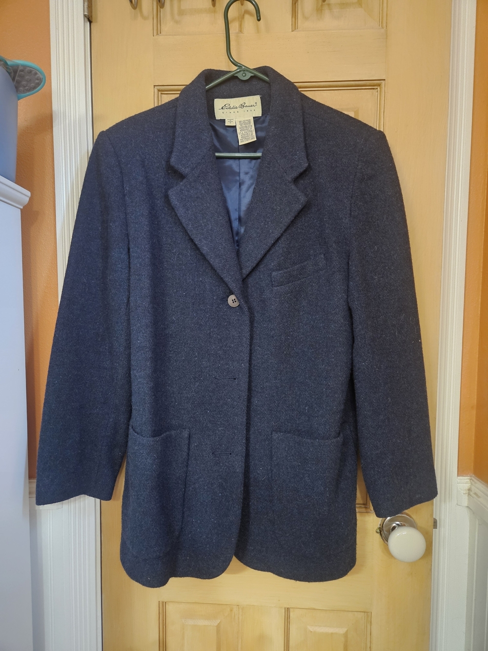 Eddie Bauer Dark Navy Wool Blend Button Blazer